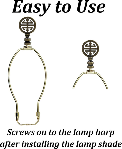 Runseaway 2PCS Oriental Lamp Finial, Antique Brass Happiness Symbol Decorative Cap Knob for Asian Lamp Shades, Solid