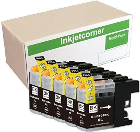 Inkjetcorner Compatible Ink Cartridges Replacement for LC103XL LC103, Black, 5-Pack