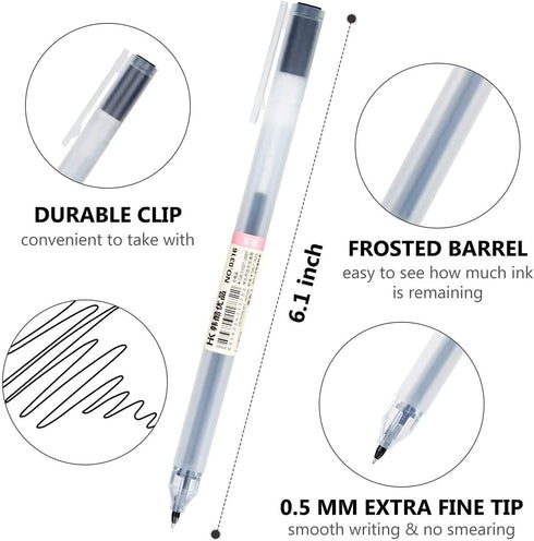 Premium Gel Ink Fine Point Pens, 0.5mm Ballpoint Pen for Japanese Office School Stationery Supply (12 Packs)