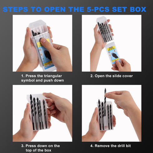 Professional Concrete Drill Bit 5-Pack Masonry Drill Bit Set, Industrial-Strength Cement Drill Bits