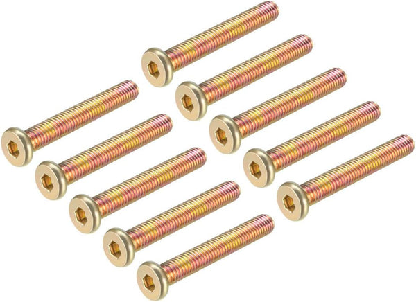 uxcell M8x55mm Hex Socket Machine Screws, Zinc Plated Fasteners, Full Thread Carbon Steel, 10 Pcs