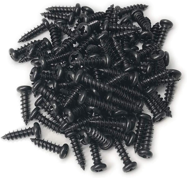 Alamic #8 X 1/2" Wood Screw Pan Head Phillips - Black Oxide Coated Wood Screws, 100 Pack