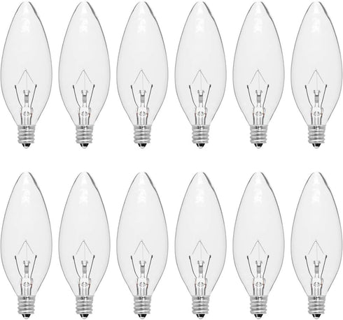 12-Pack 60 Watt Chandelier Light Bulbs, Incandescent Candle Light Bulb - Warm