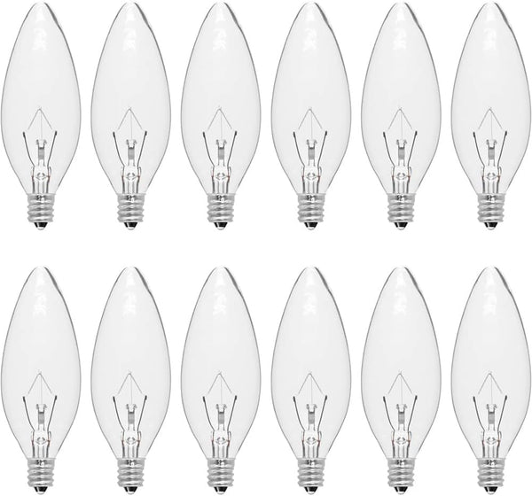 12-Pack 60 Watt Chandelier Light Bulbs, Incandescent Candle Light Bulb - Warm