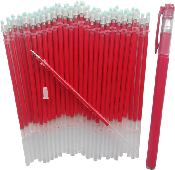 Gel Pens 0.5mm Refills, 50-Pack Red Gel Pen Refills, Easy Drying, Smooth Writing, Includes 1 Extra Pen