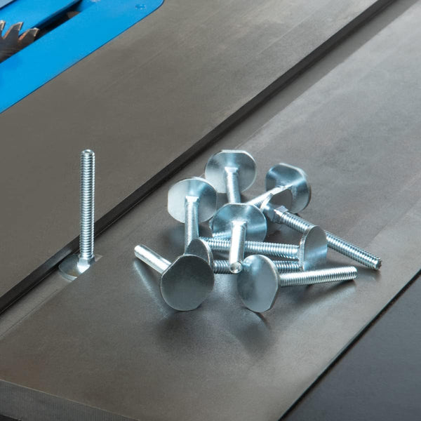 POWERTEC 71614 Miter T Locking Bolts, Improved Flange Bolt & T-bolt Accessory for 3/4" x 3/8" Miter Gauge Slots, 10PK