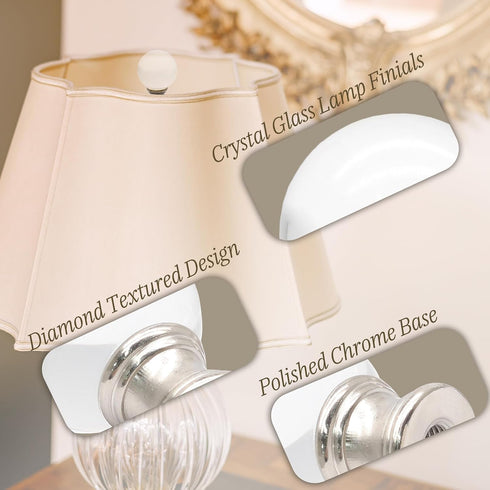 Biaungdo 2 Pack 1/4-27 Inch Glass Crystal Lamp Finial, Clear Lamp Finial Cap Knob Glass Ball Lamp Screw Top Lamp