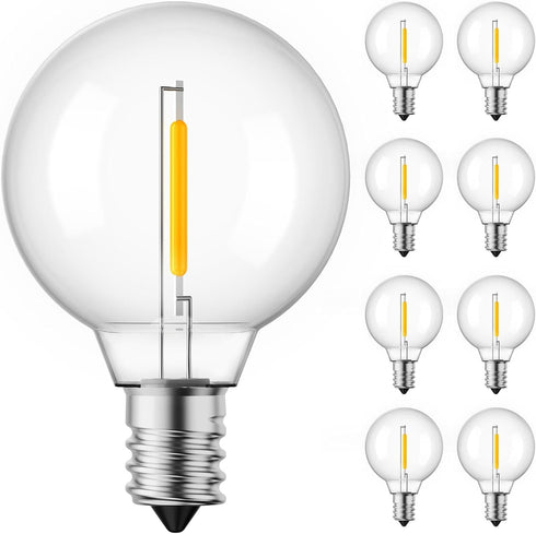 Brightown G40 Replacement LED Light Bulbs, 10 Pack Clear Globe Bulb fits E12 C7 Candelabra Screw Base, Warm White