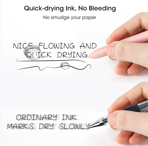 FIOVER Gel Pens, 10pcs 0.5mm Black Ink Quick Dry Fine Point Writing Pens for School Office Home