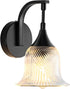 1-Light Kitchen(E26 Black Wall Light,Bathroom Wall Sconce Modern Sconce Light Indoor with Textured Glass