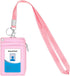 HASFINE ID Badge Holder with Lanyard, 2 Sided 5 Card Slots Wallet with PU Leather Zipper Pocket, Pink
