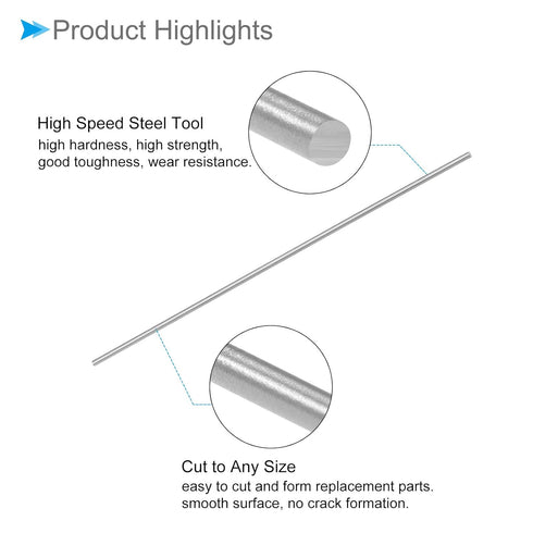 Round Steel Rod, 1.6mm Diameter, 100mm Length, High Speed Steel Bar Stock Craft DIY Tool, 10-Pieces