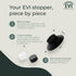 Evi Herrajes Adhesive Door Stop | Wall Mounting | 1.37x0.59" | Black Lacquered Stainless Steel | Conical Shape | Two
