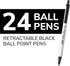 BIC Clic Stic Black Retractable Ballpoint Pens, Medium Point (1.0mm), 24-Count Pack, Comfortable Round Barrel