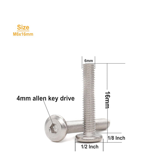 binifiMux M6 x 15mm Flat Head Socket Cap Allen Bolts, Pack of 20 Rivet Screws Connecting for Furniture