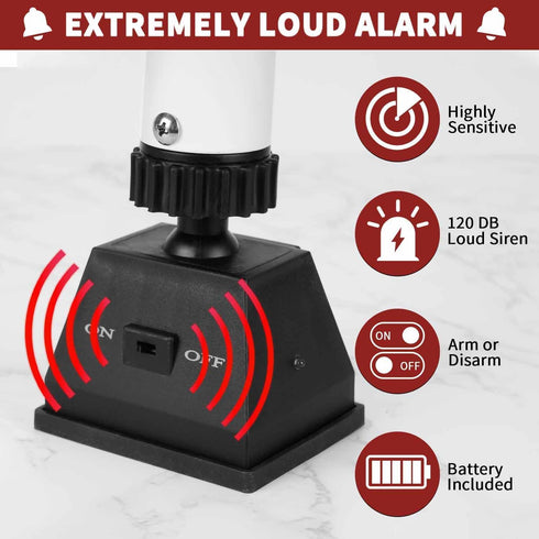 120db Jammer Security Door Stopper with Alarm & Sliding Patio Bar, Loud Alert Adjustable Security Door Security Bar