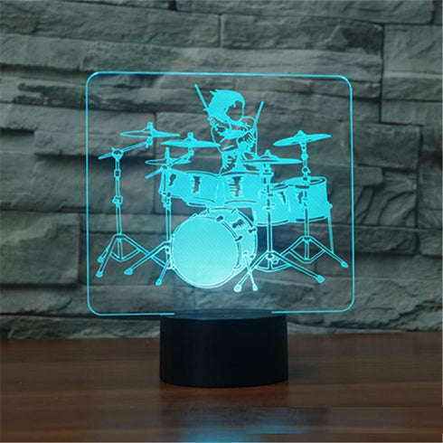 3D 16 Night Light for Kids Drum Kit Led Lamp with Remote Control Color Changing Xmas Birthday Gift for Child