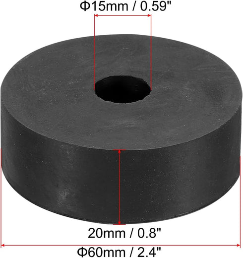 PATIKIL Multi Purpose Rubber Spacer, 6 Pcs 2.4"OD 0.59"ID 0.8"Thickness Neoprene Round Anti-Vibration Isolation Pads Isolator Rubber Bushings Spacer Washer for HVAC Bolts Car Accessories