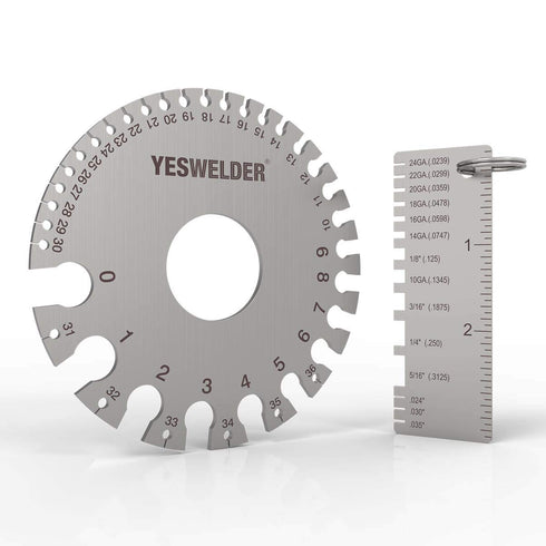 YESWELDER Round Dual Sided Metal Sheet Guage & Metal Sheet Thickness Gauge 2pk Stainless Steel Wire Welding Gauge