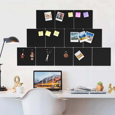 MaxGear Large Cork Board for Wall 47" x 35" Black Bulletin Board with 12 Pack Felt Wall Tiles