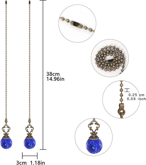 Ceiling Fan Pull Chains Crystal Light Fan Pull Chain Pendant with Blue Ice Cracked Ball Vintage Ceiling Fan Chain