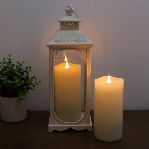 Battery Operated Flickering Candles, 3x5 inches Ivory Real Wax with Remote and Timer Options