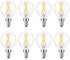 E12 LED Light Bulbs 25-Watt Equivalent, Dimmable, Warm White 2700K, 2W Vintage Clear G15/G50 - 8 Pack
