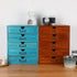 Wooden Storage Box with 5 Drawers - Vintage Apothecary Drawers, Wood Desktop Organizer, Blue