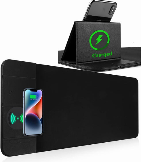 WeYingLe Wireless Charging Mouse Pad with Phone Holder Gaming Mousepad Desk Mat 15W