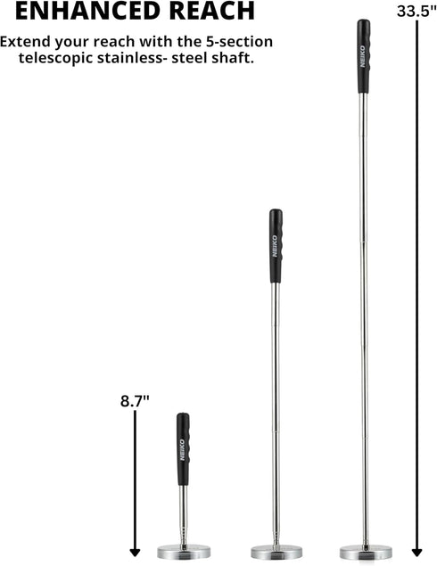 NEIKO 53426A 35LB Magnetic Pick Up Tool, Large Magnet with 3.3" Head, Extendable Sweeper up to 33.5 Inches