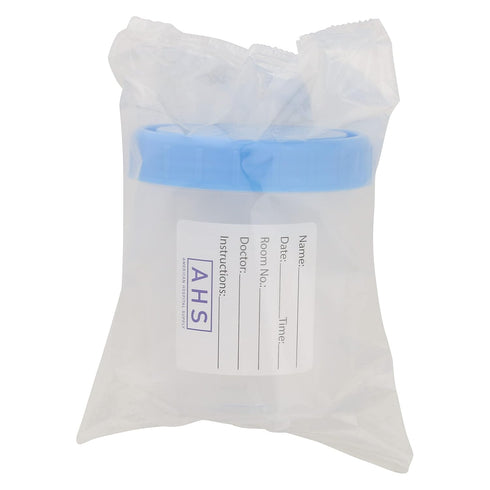 AHS American Hospital Supply Sterile Urine Cups with Lids | Single-Use Specimen Containers, 4 Oz. (Pack of 10)