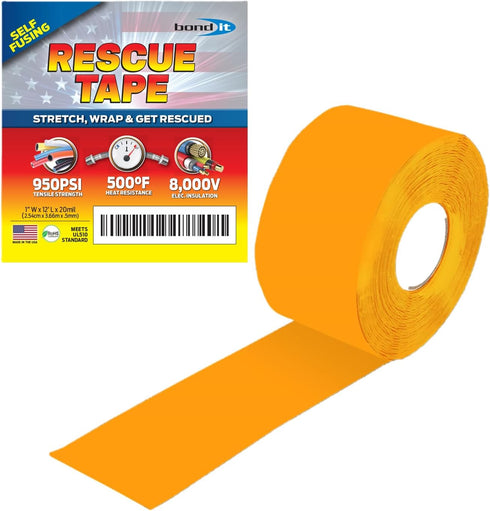 Self-Fusing Silicone Tape, Emergency Plumbing Pipe & Radiator Hose Repair, 1" x 12' by Rescue Tape
