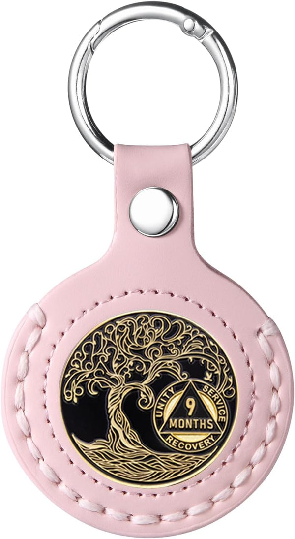 MUDOR AA Coin Holder Keychain - Fits 34mm Coin, Hand-Stitched Sobriety Coin Holder for Tokens