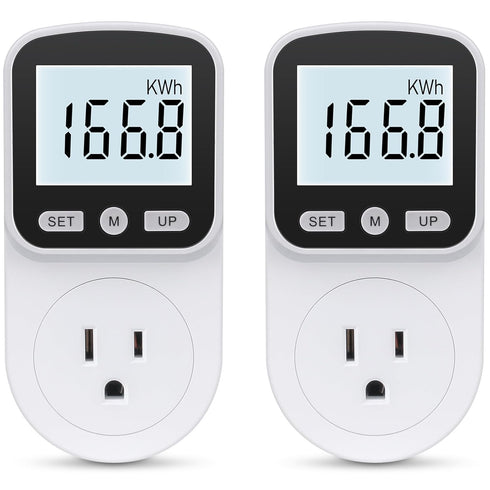 2 Pack Watt Meter Power Meter Plug for Home Energy Monitor, Electrical Usage Monitor with Backlight
