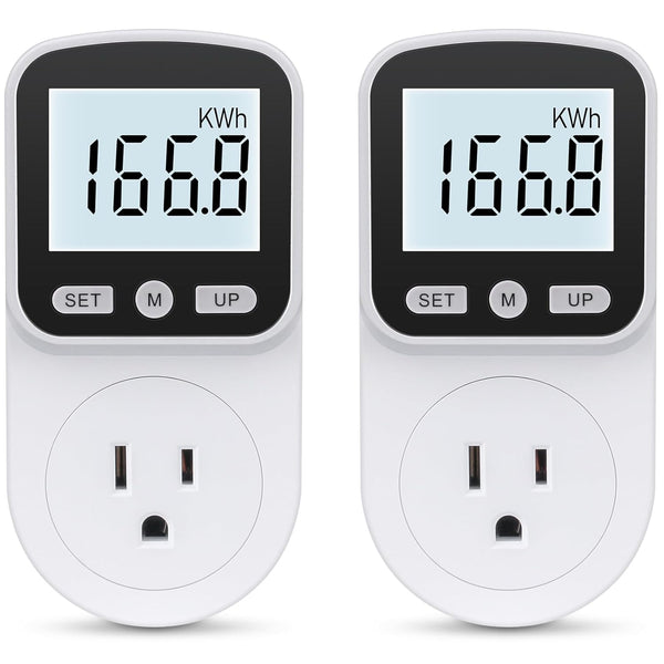 2 Pack Watt Meter Power Meter Plug for Home Energy Monitor, Electrical Usage Monitor with Backlight