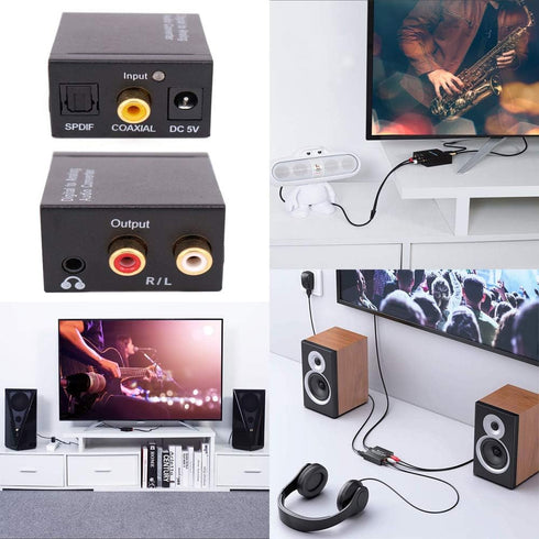Airlxf Audio Converter, Digital to Analog DAC SPDIF Optical to Analog L/R RCA Converter, Optical to 3.5mm Jack Adapter