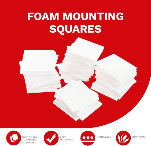 XFasten Double Sided Adhesive Mounting Squares, 1 Inch, Pack of 80