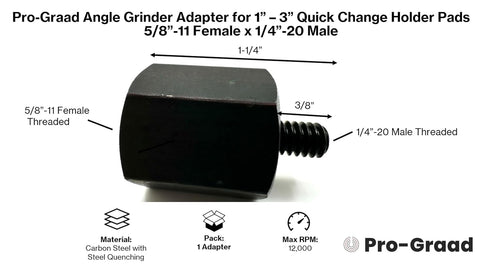 Pro-Graad 5 5/8-11 2 3 5 5/8-11 Piece Angle Grinder Adapter Kit, with & Roll Lock Type R Quick Change Disc Pad Holder