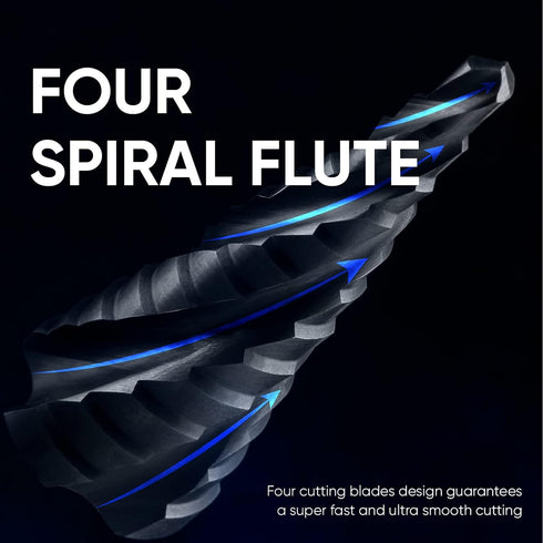 Toolant Four Spiral Flute Cobalt Step Drill Bit, 3/16" - 7/8" Impact Ready Unibit Step Bit for Metal