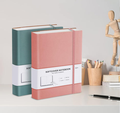 Gosirm B5 Lined Notebook Journal - Softcover Leather Notebook, 304 Pages, Thick Journals for Writing, 7.6'' x 10'', Pink