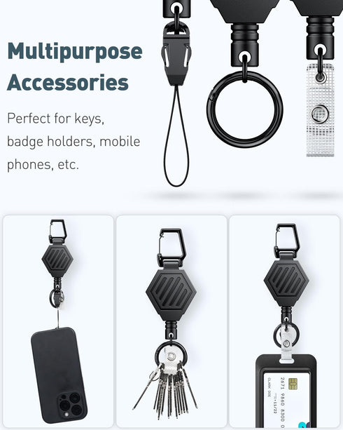 Uniclife 2 Pack Heavy Duty Retractable Keychain with Magnetic Closure, 16 oz Badge Reel & Vertical Plastic Card Case