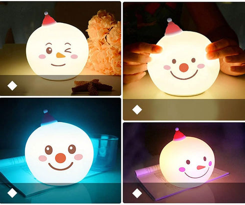 TTBDDDYH Samll 7-Color LED Night Lamp for Kids Room - Bedside Lamp, Cute Snowman Soft Silicone Baby Nursery Night Lamp