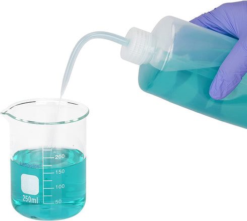 Chemical Wash Bottle, 3-Pack Plastic Safety Lab Squeeze Wash Bottle, LDPE with Narrow Mouth, 500 ml (8 oz)