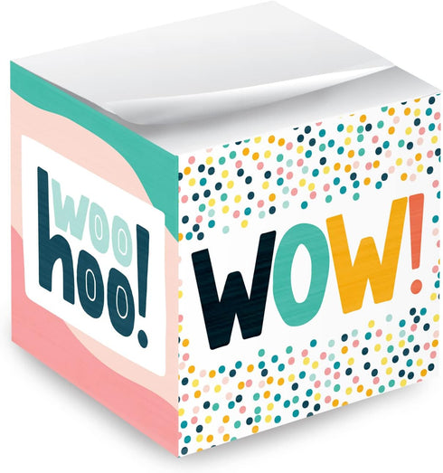 Modern Appreciation Sticky Note Cube, 600 Sheets, 2.75" Motivational Memo Block Printed on 4 Sides, Made in USA