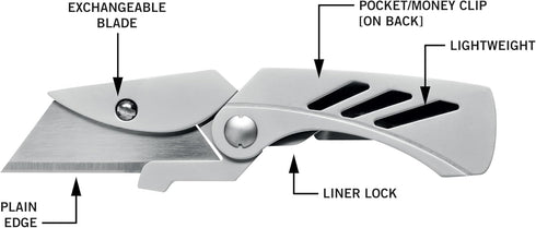 Gerber Gear EAB Lite Utility Pocket Knife Box Cutter Blade with Money Clip - 1.5" Blade Length Folding Knife - EDC Gear and Equipment - Stainless Steel by GERBER