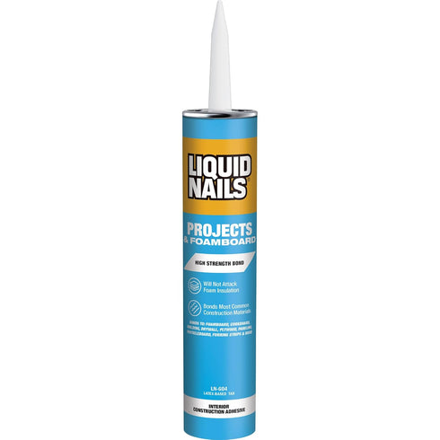 Liquid Nails Latex Projects Adhesive, 10 oz, Off-White for Interior Projects and Foamboard