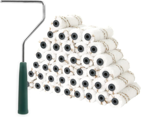 Mister Rui Microfiber Paint Roller Covers: 4 Inch, 40 Pack Small Paint Roller Covers with Frame Kit for House Painting