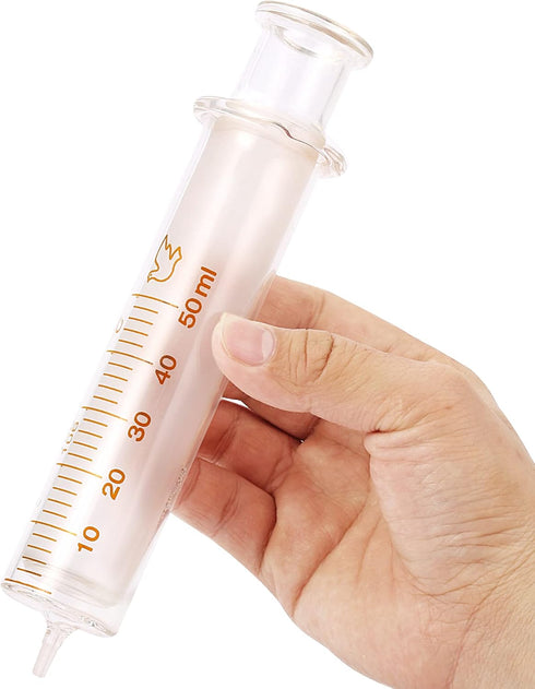 2 Pack Glass Syringes, 50ml with Caps