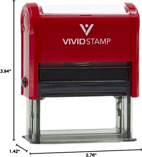 Basic Closed Self Inking Rubber Stamp, Large, Red Ink