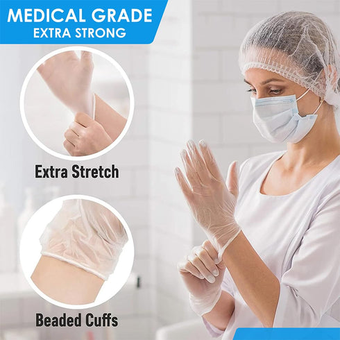 PrimaCare Medical Supplies VG-2501 Case of 100 Medium Size Vinyl Examination Gloves, Disposable, Latex & Powder Free